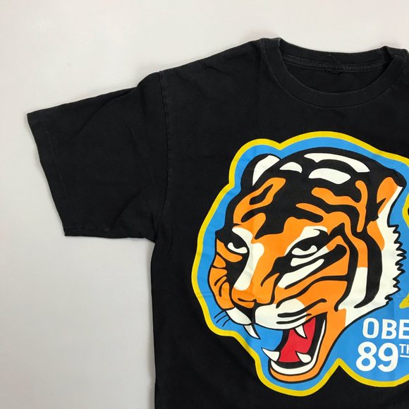 OBEY 89th T-Shirt S/M Roaring Tiger Skater Street Pop Art Bold Black - Picture 6 of 7